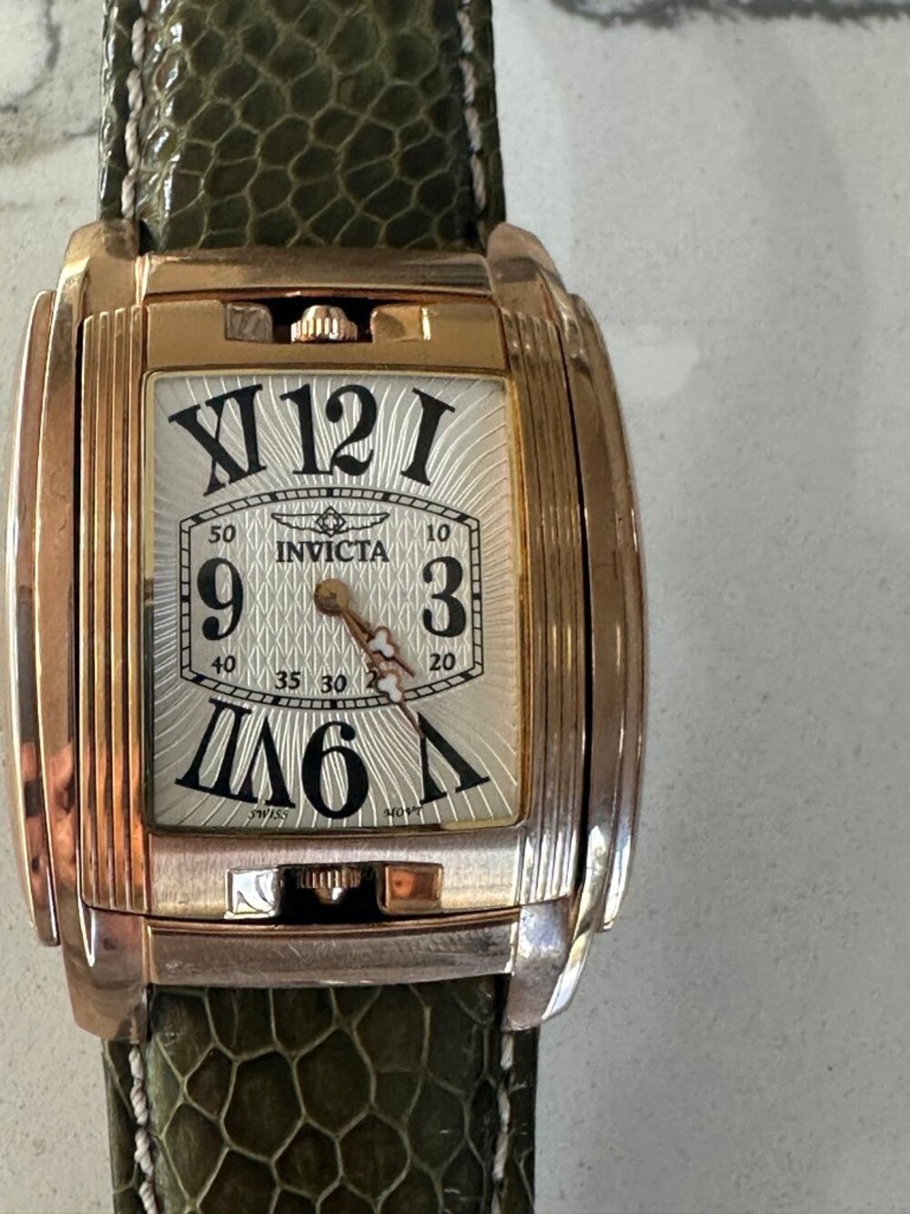 Invicta Reversible Dual Dial Watch Model 2437 Gold Tone